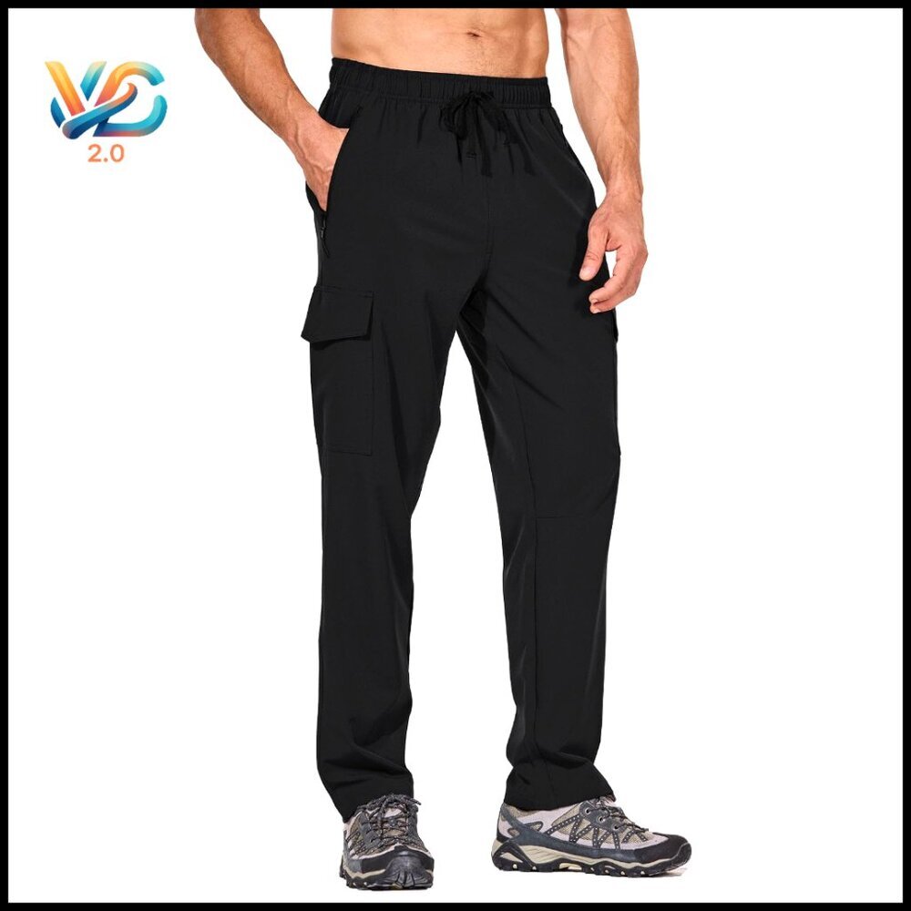 Men's Hiking Cargo Pants‎ Water Resistant Quick Dry UPF 50+ Elastic Waist